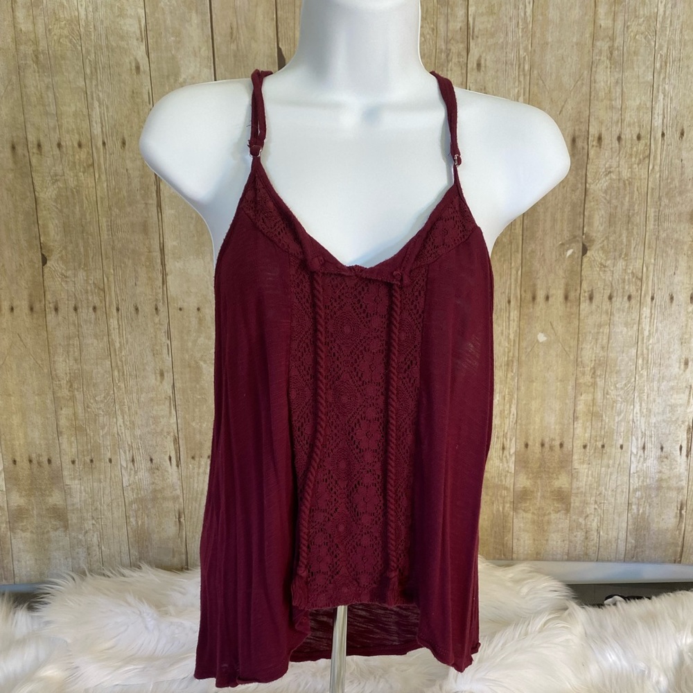 Maroon Lace Tank Top